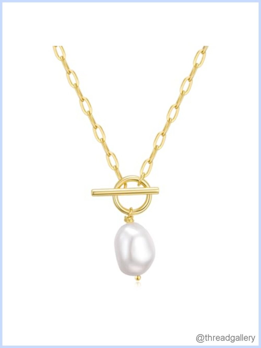 Baroque Pearl Pendant Necklace 14K Gold Plated Stainless Steel Women